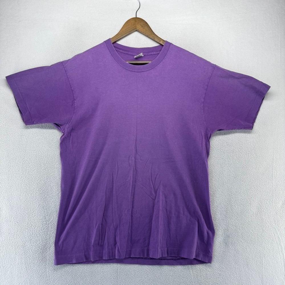 Vintage Blank Shirt mens XL Purple Single Stitch Sun Faded Made IN USA Fruit 90s